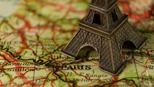 París, Francia, Europa, mapa, torre Eiffel