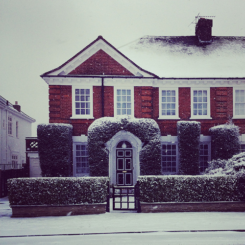 Nieve, invierno, Londres, real estate