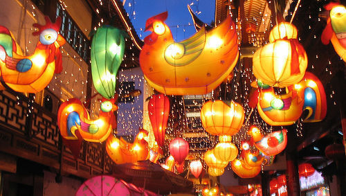 China, gallo, luces, emergentes